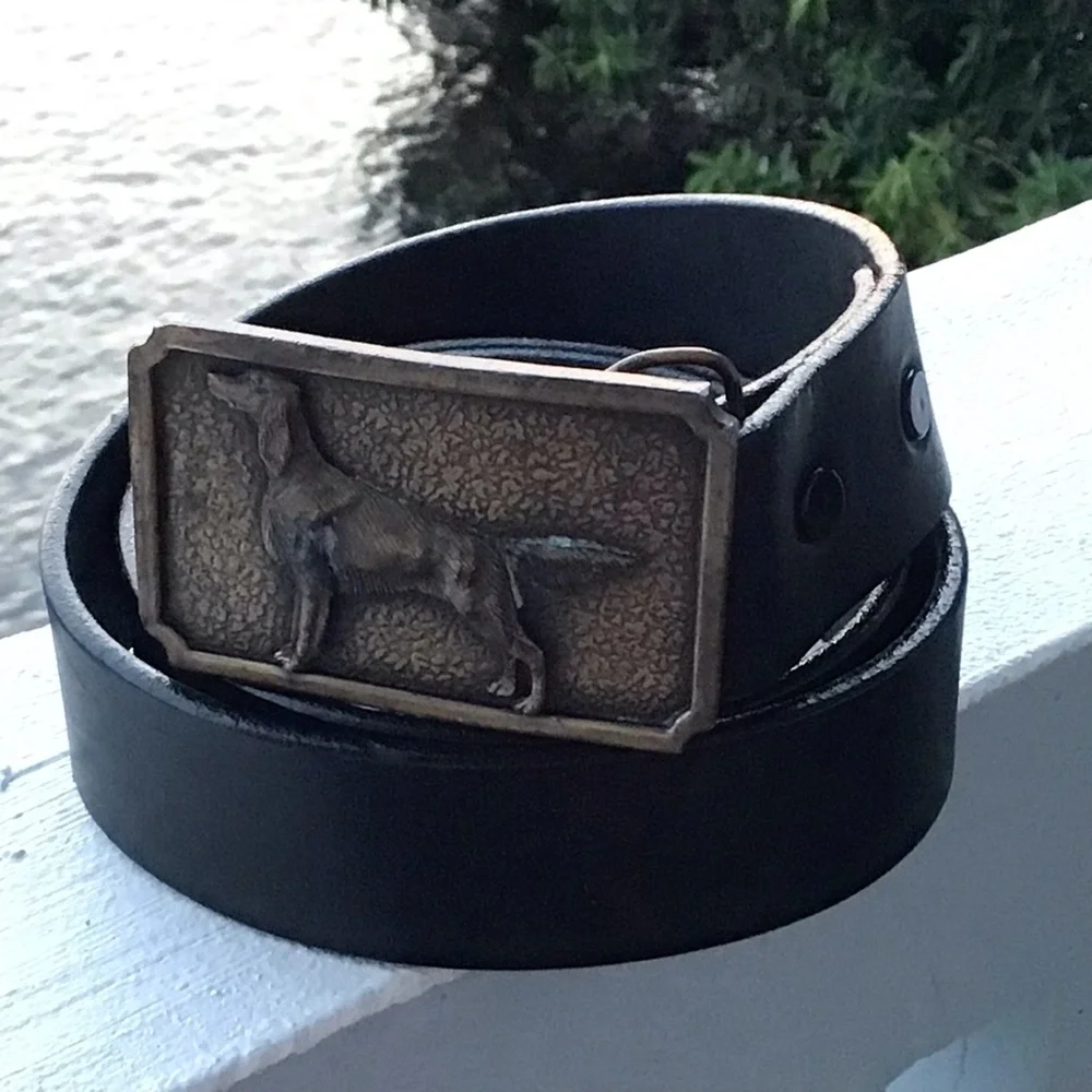 Bergamot Brass Works The Pointer Bronze Belt Buckle and Leather Belt Strap